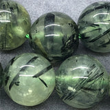 Prehnite Beads Green Rutilated Quartz Natural Stone DIY Jewelry