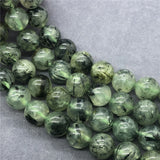 Prehnite Beads Green Rutilated Quartz Natural Stone DIY Jewelry