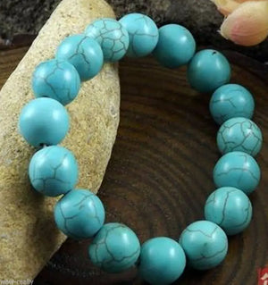Turquoise 12mm Round Stretch Bracelet Bangle