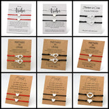SET-Heart Couple Lover Bracelets Stainless Steel Charm Adjustable Jewelry