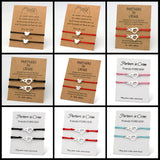 SET-Heart Couple Lover Bracelets Stainless Steel Charm Adjustable Jewelry