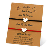 SET-Heart Couple Lover Bracelets Stainless Steel Charm Adjustable Jewelry