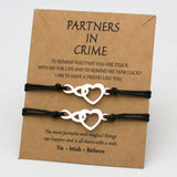 SET-Heart Couple Lover Bracelets Stainless Steel Charm Adjustable Jewelry