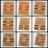 SET-Heart Couple Lover Bracelets Stainless Steel Charm Adjustable Jewelry