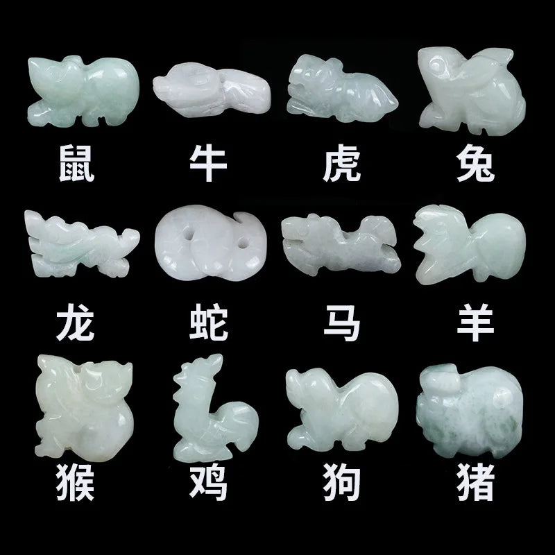 DIY Natural Emerald Chinese Zodiac Pendant Necklace