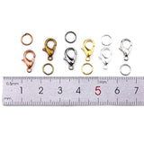 Set Jewelry Findings 4mm-10mm Jump Rings Split Rings Lobster Clasps 6 Colors