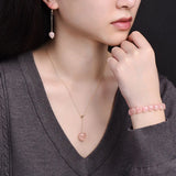 Pink Crystal Love Beads Bracelet Bangle Set