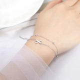 A-Z Stainless Steel Initial Letters Bracelets 2 Layers Bead Chain