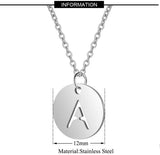 A-Z Initials Name Necklace Round Pendant Alphabets Necklace