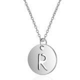 A-Z Initials Name Necklace Round Pendant Alphabets Necklace