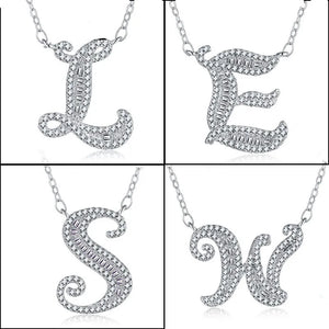 A-Z 26 Letter Name Pendant Long Chain Necklace for Women CZ DIY Jewelry Gift