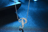 A-Z 26 Letter Name Pendant Long Chain Necklace for Women CZ DIY Jewelry Gift