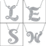 A-Z 26 Letter Name Pendant Long Chain Necklace for Women CZ DIY Jewelry Gift