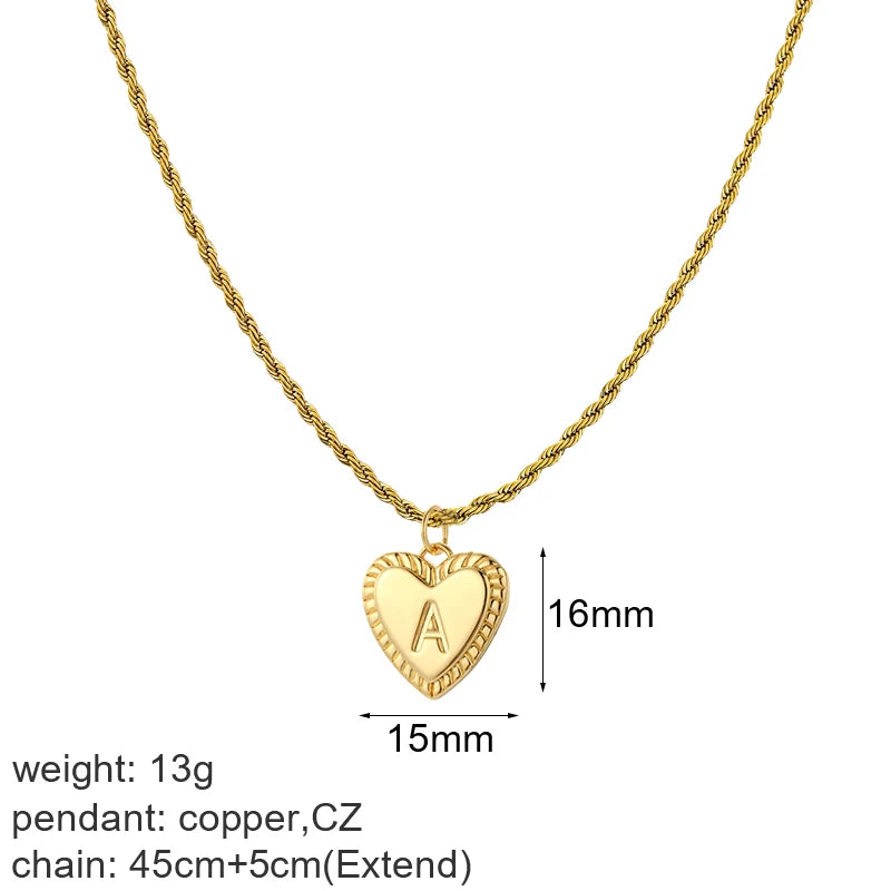 A-Z Initial Pendant Necklace Stainless Steel Chains Choker Gift