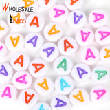 A-Z 7mm Mix Letter Acrylic Beads Number Round Flat Alphabet Spacer Beads