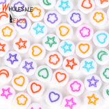 A-Z 7mm Mix Letter Acrylic Beads Number Round Flat Alphabet Spacer Beads