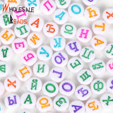 A-Z 7mm Mix Letter Acrylic Beads Number Round Flat Alphabet Spacer Beads