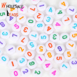 A-Z 7mm Mix Letter Acrylic Beads Number Round Flat Alphabet Spacer Beads