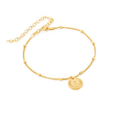 A-Z Charm Bracelets Initial Link Chain Bracelet Anklet in 18k Plating