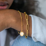 A-Z Charm Bracelets Initial Link Chain Bracelet Anklet in 18k Plating