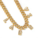 A-Z Name Letters Pendant Necklaces Bracelets 12mm Cuban Link Chain Bracelet