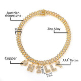 A-Z Name Letters Pendant Necklaces Bracelets 12mm Cuban Link Chain Bracelet