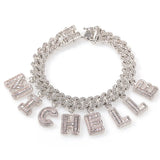 A-Z Name Letters Pendant Necklaces Bracelets 12mm Cuban Link Chain Bracelet