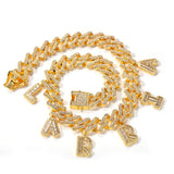 A-Z Name Letters Pendant Necklaces Bracelets 12mm Cuban Link Chain Bracelet