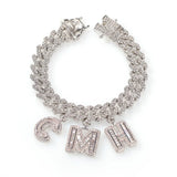 A-Z Name Letters Pendant Necklaces Bracelets 12mm Cuban Link Chain Bracelet