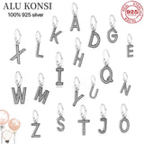 A-Z Crystal Letter Pendant Charm 925 Silver Beads DIY Jewelry