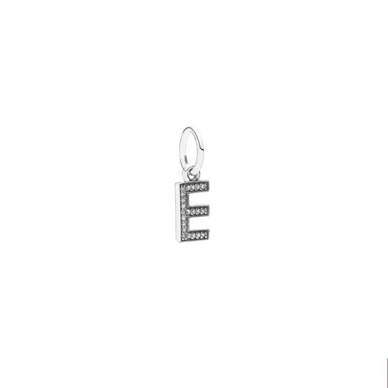 Crystal Alphabet Charm 925 Sterling Silver Beads Bracelet DIY Jewelry