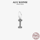 925 Silver Crystal Dangle Alphabet Charm for Bracelet Bangle