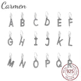 Crystal Alphabet Letter Charm 925 Sterling Silver Bracelet DIY Jewelry