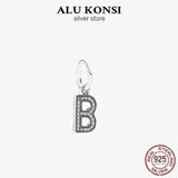 925 Silver Crystal Dangle Alphabet Charm for Bracelet Bangle