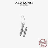 A-Z Crystal Letter Pendant Charm 925 Silver Beads DIY Jewelry