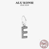 A-Z Crystal Letter Pendant Charm 925 Silver Beads DIY Jewelry