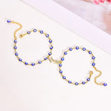 Evil Eye Stainless Steel Initial Anklet for Women, Summer Jewelry
