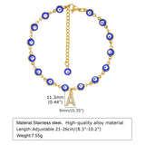 Evil Eye Stainless Steel Initial Anklet for Women, Summer Jewelry