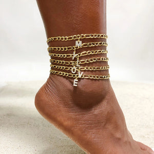 A-Z Initial Charm Anklets Stainless Steel Leg Bracelet