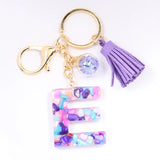 A-Z Initial Keychains Glitter Resin Alphabet Couple Key Ring
