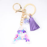 A-Z Initial Keychains Glitter Resin Alphabet Couple Key Ring
