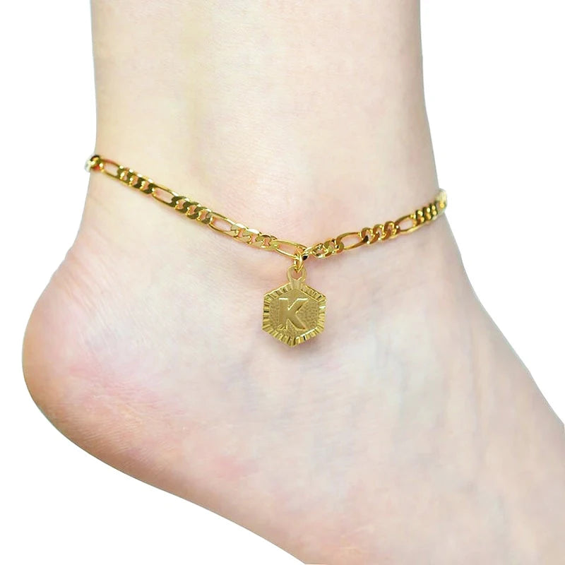 A-Z Initial Stainless Steel Anklet for Women Foot Jewelry