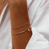 Initial Micro Pave Letter Charm Bracelet Stainless Steel Chain Women Jewelry
