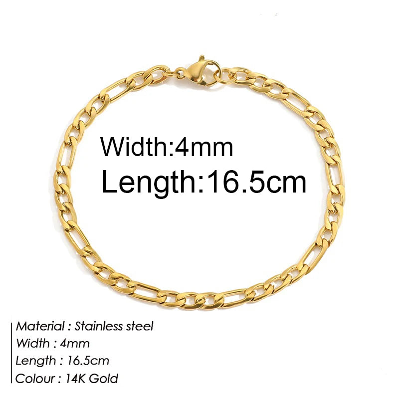 Initial Micro Pave Letter Charm Bracelet Stainless Steel Chain Women Jewelry
