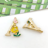 A-Z KC Alloy Enamel Flower Alphabet Letters Charm For Jewelry Making