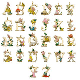 A-Z KC Alloy Enamel Flower Alphabet Letters Charm For Jewelry Making