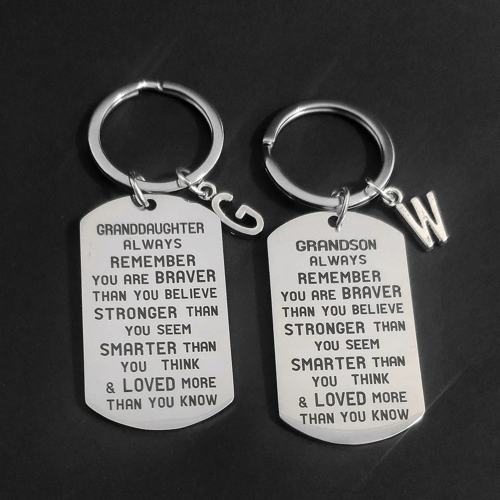 A-Z Letters Carabiner Keyring Gift Military Tags Stainless Steel
