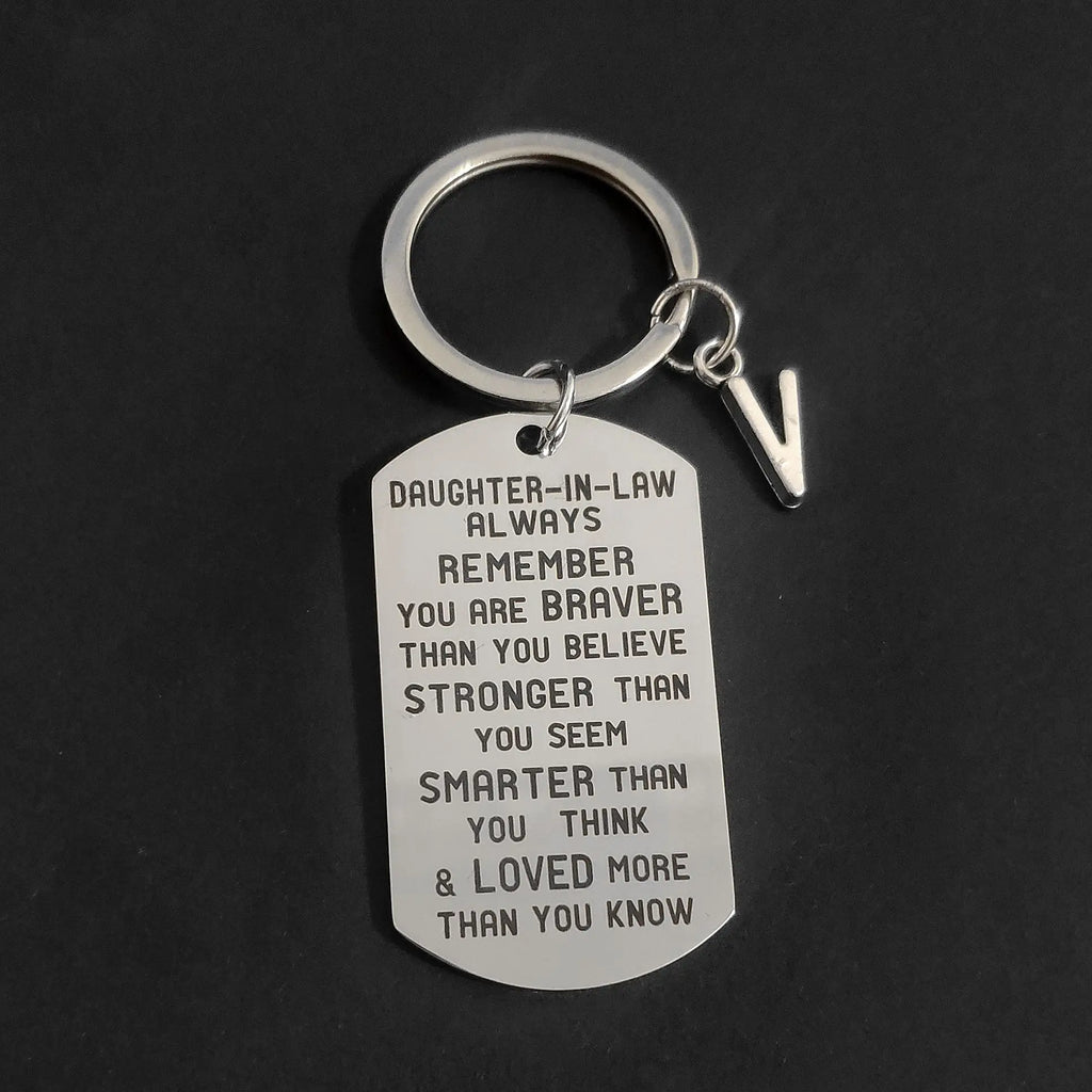 A-Z Keys Holder Thanksgiving Keyring Stainless Steel Son-in-law Daughter-in-law