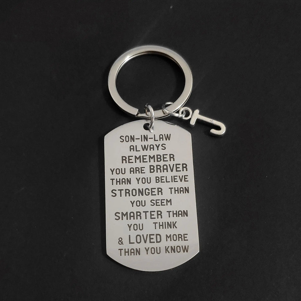 A-Z Keys Holder Thanksgiving Keyring Stainless Steel Son-in-law Daughter-in-law