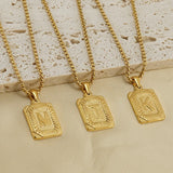 A-Z Letter Charm Pendant Necklace Plated Stainless Steel Corn Chain